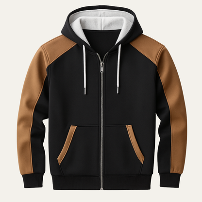 Men's Hooded Jacket Color Blocked Zip Pocket - VibreMode