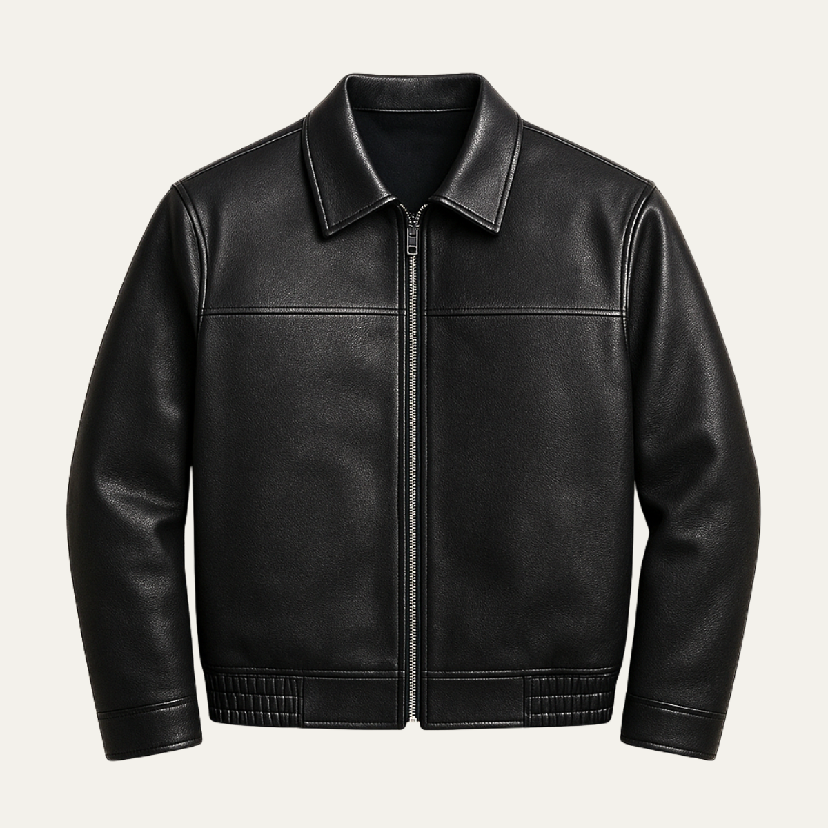 Men's Classic Leather Biker Jacket Zip Black - VibreMode