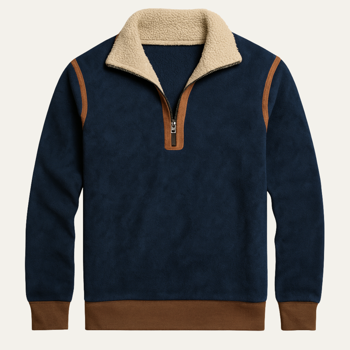 Men's Vintage Sherpa Lined Quarter Zip Sweater - VibreMode