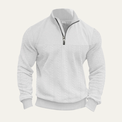 Men's Half Zip Knit Sweater Jacquard Pattern Warm