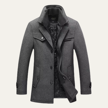 Men's Wool Blend Trench Coat Quilted Lining