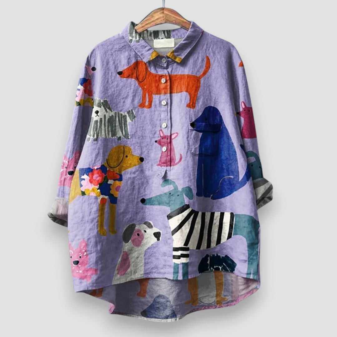 Cute Puppy Ladies Casual Shirt - VibreMode