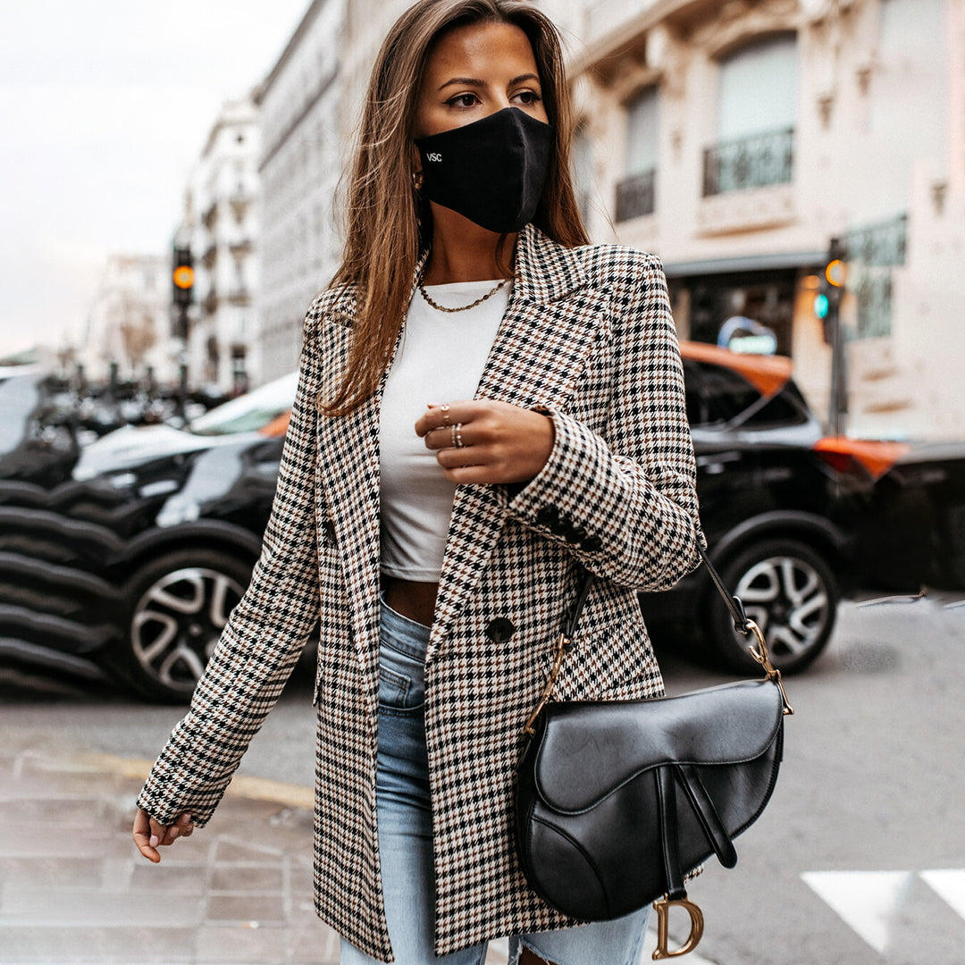 Women's Checkered Cotton Blazer Tailored Fit