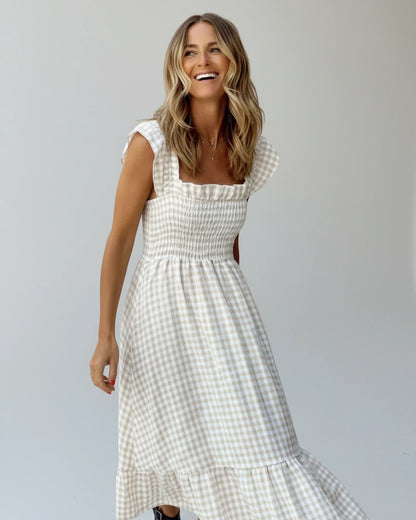 Women's Maxi Dress Gingham Print
