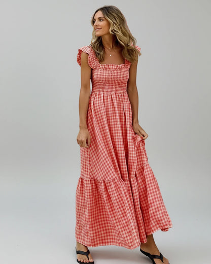 Women's Maxi Dress Gingham Print