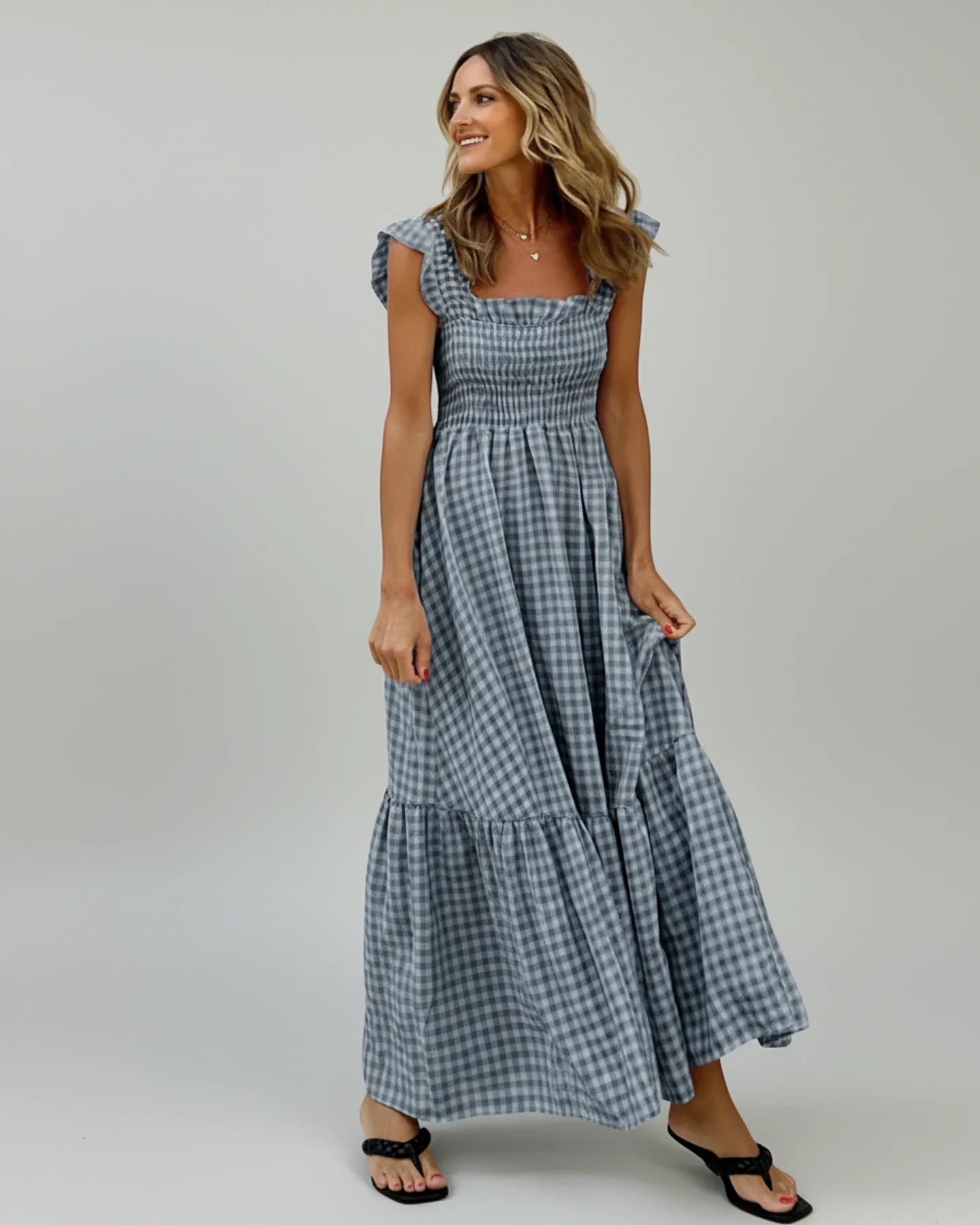 Women's Maxi Dress Gingham Print