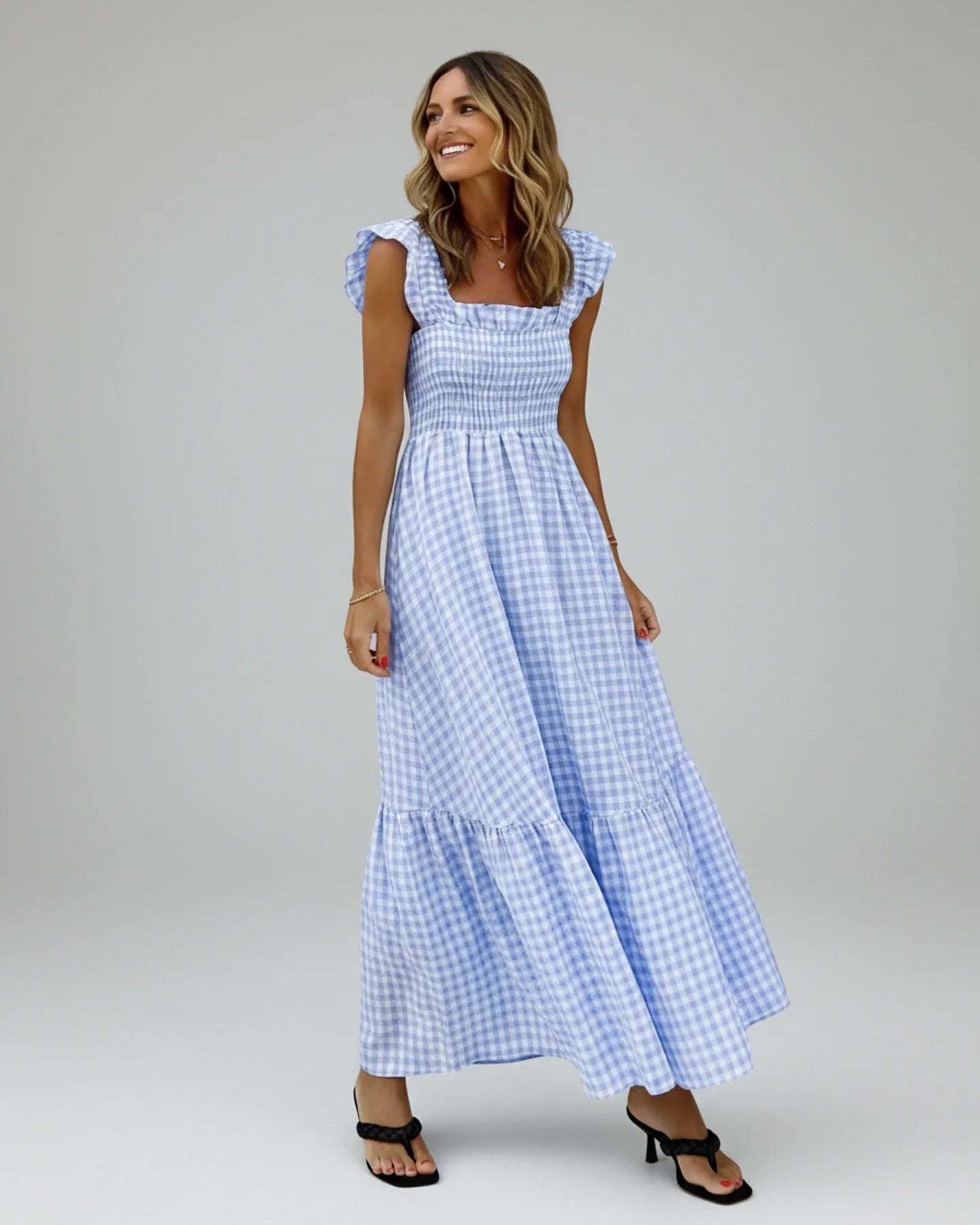 Women's Maxi Dress Gingham Print