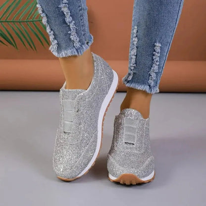 Women's Glitter Slip-On Sneakers Comfortable - VibreMode