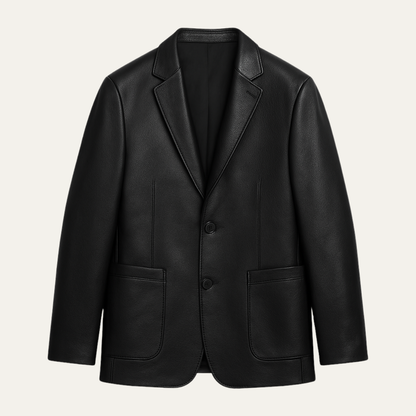 Men's Faux Leather Smart Blazer Jacket - VibreMode