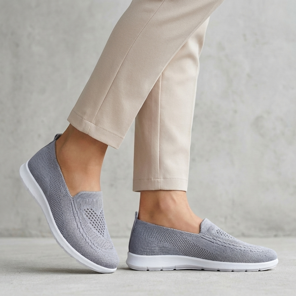 Slip-On Knit Mesh Walking Shoes Cushioned Comfort Fit