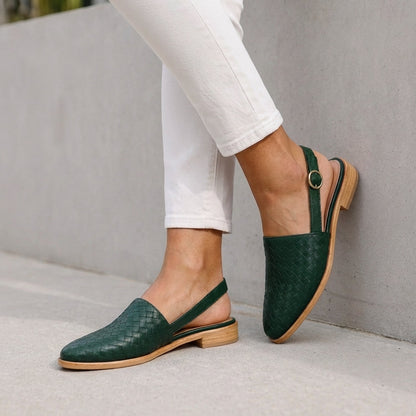 Women's Woven Slingback Flats Adjustable Ankle Strap