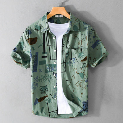 Artistic Print Casual Cotton Shirt
