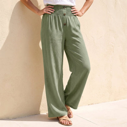 Women's Relaxed Wide Leg Pants Shirred Waistband