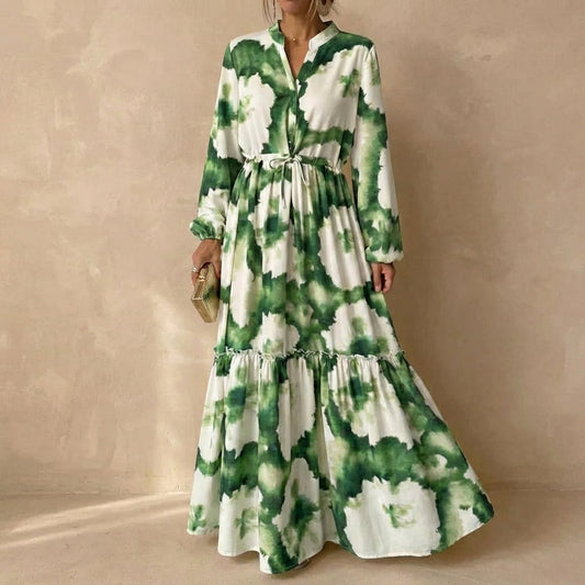 Women's Tiered Maxi Dress Ruffled Tie Waist - VibreMode