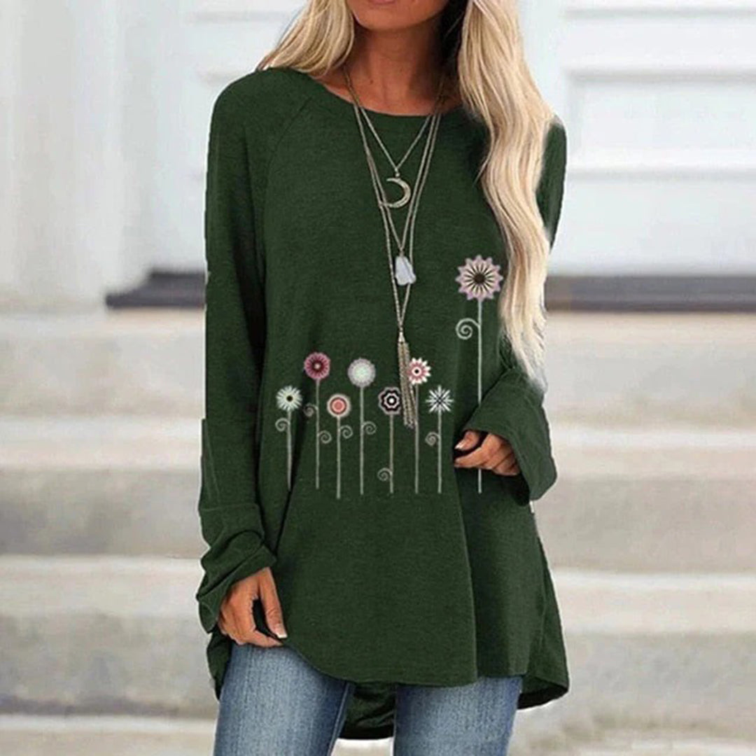 Women's Floral Embroidery Sweatshirt Soft Texture