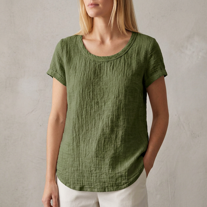Relaxed Fit Casual T-Shirt Cotton Cuffed Sleeves