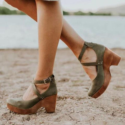 Women's Platform Mary Jane Shoes Buckle Strap