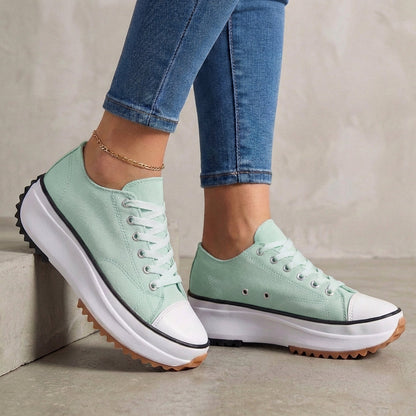 Orthopedic Platform Sneakers Canvas Contrast Toe Cap