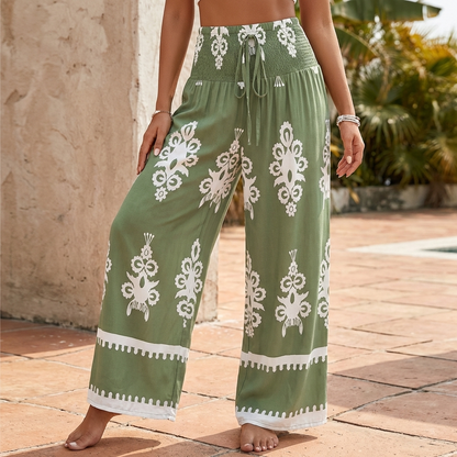 Women's Wide Leg Pants Flowing Bohemian Style - VibreMode