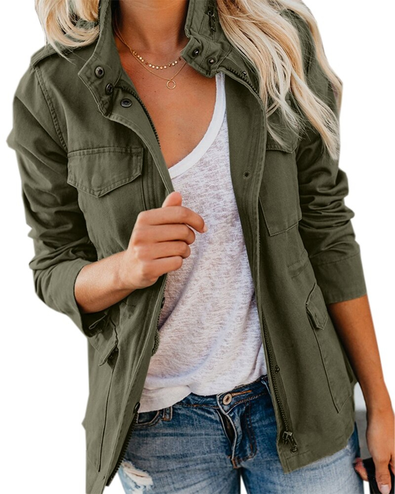 Women's Autumn Coat With Pockets - VibreMode