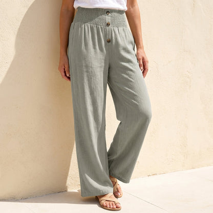 Women's Relaxed Wide Leg Pants Shirred Waistband