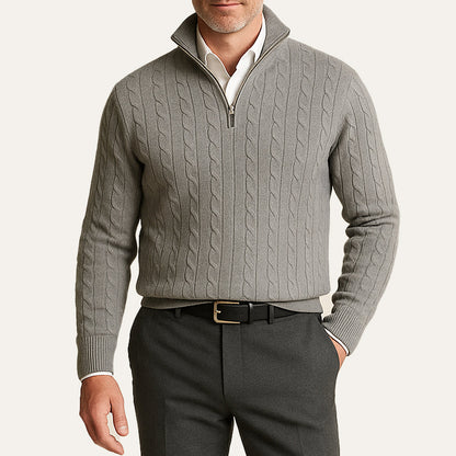 St. Moritz Men's Cable Knit Zip Sweater