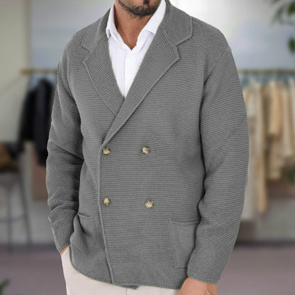 Men's Double-Breasted Knit Cardigan Blazer