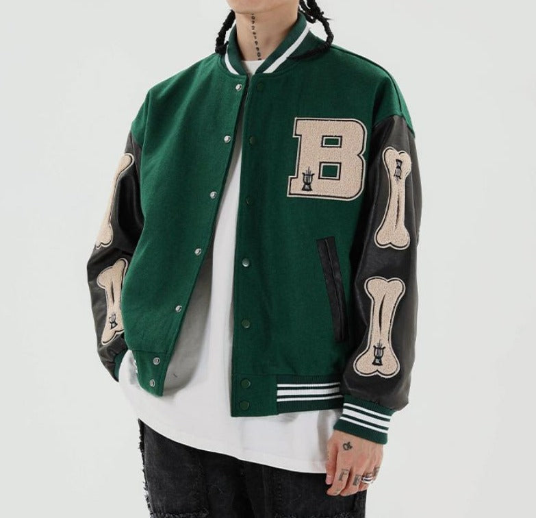 Women's Graphic Bomber Jacket Bone Sleeve Design - VibreMode