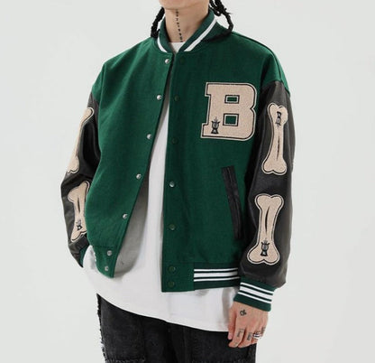 Women's Graphic Bomber Jacket Bone Sleeve Design - VibreMode