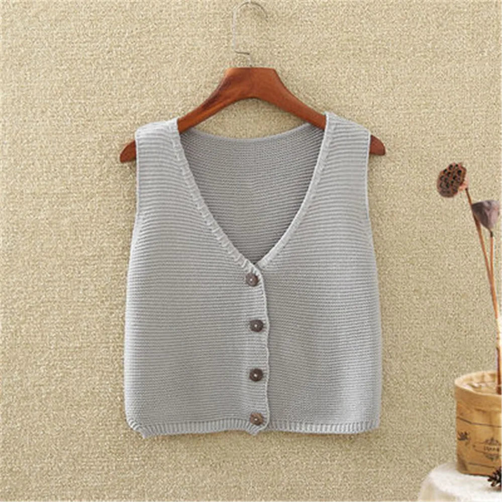 Women's Knit Button Vest