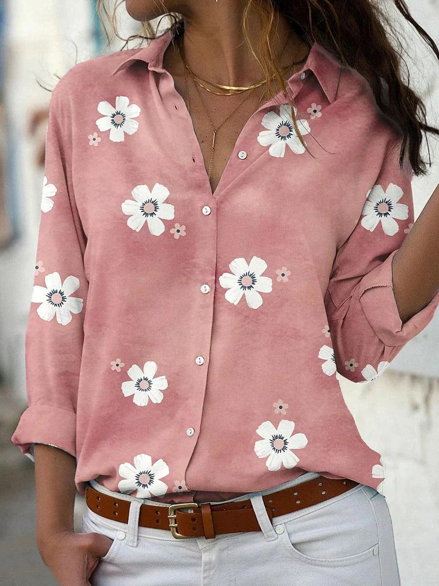 Pretty Flower Pattern Women's Blouse - VibreMode