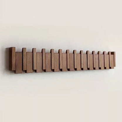 Wooden Wall Coat Rack With Folding Hooks