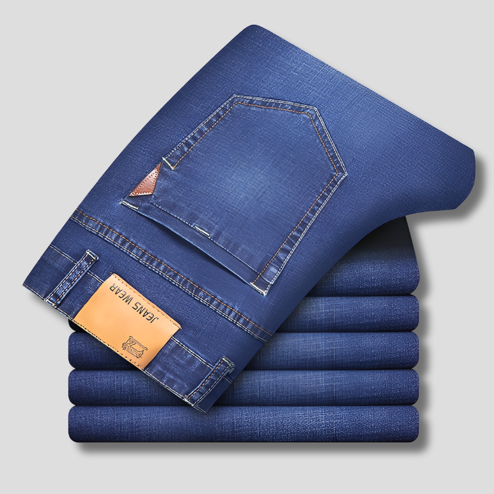 Men's Straight Leg Jeans Durable Denim