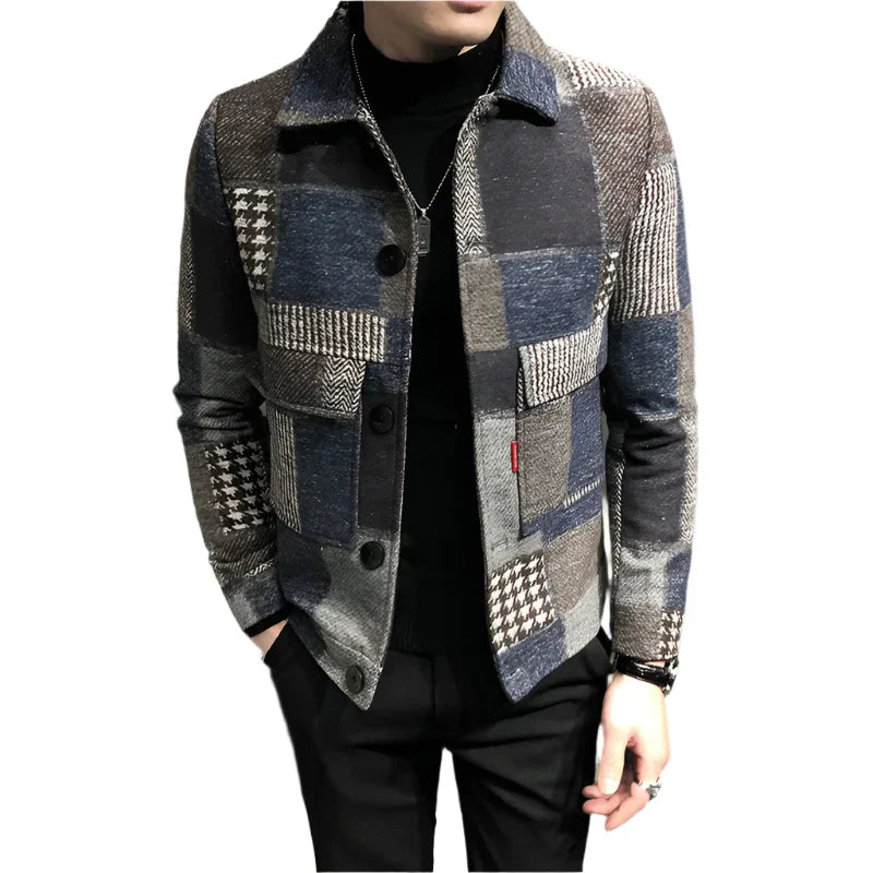 Alvan Mens Glen Stripe Overcoat - VibreMode