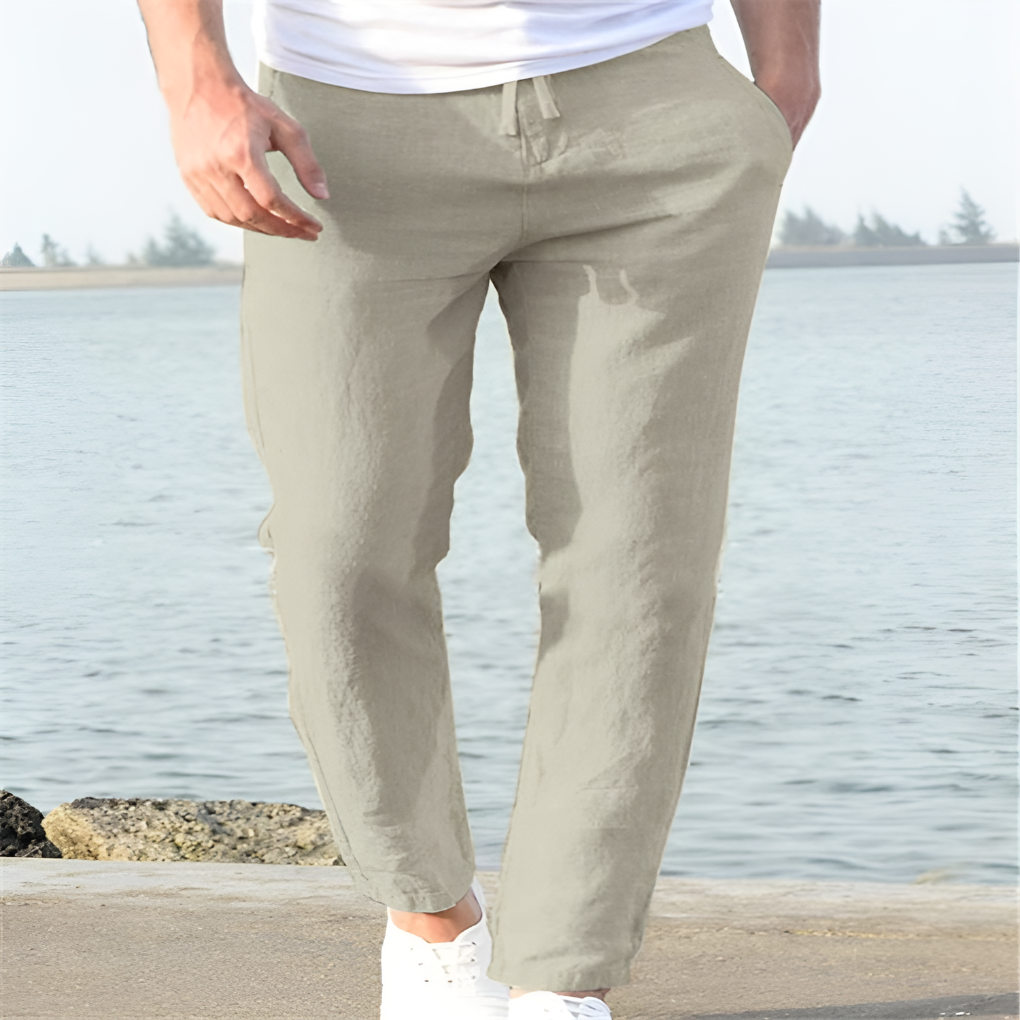 Men's Linen Trousers Casual Beige