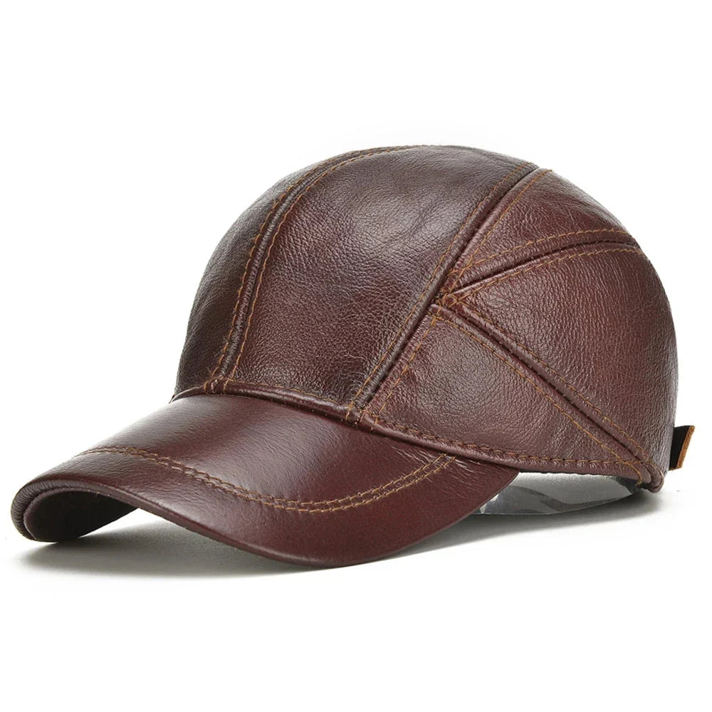 Authentic Brown Leather Baseball Cap