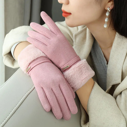 Selvano Women's Faux Suede Plush Gloves