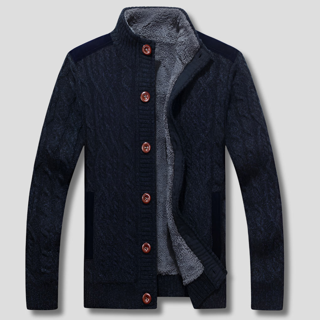 Men's Plush Lined Cardigan Sweater