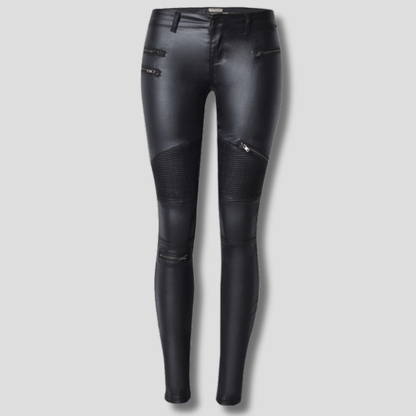 Women's Slim Fit Faux Leather Pants - VibreMode