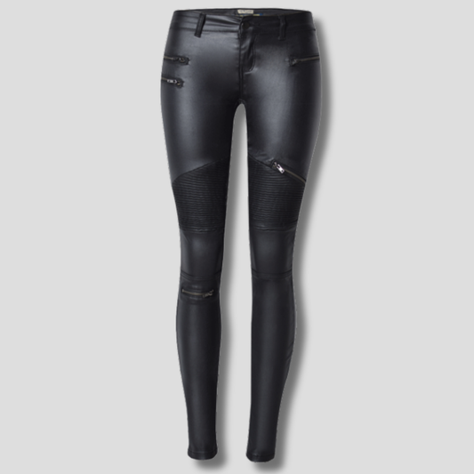 Women's Slim Fit Faux Leather Pants - VibreMode