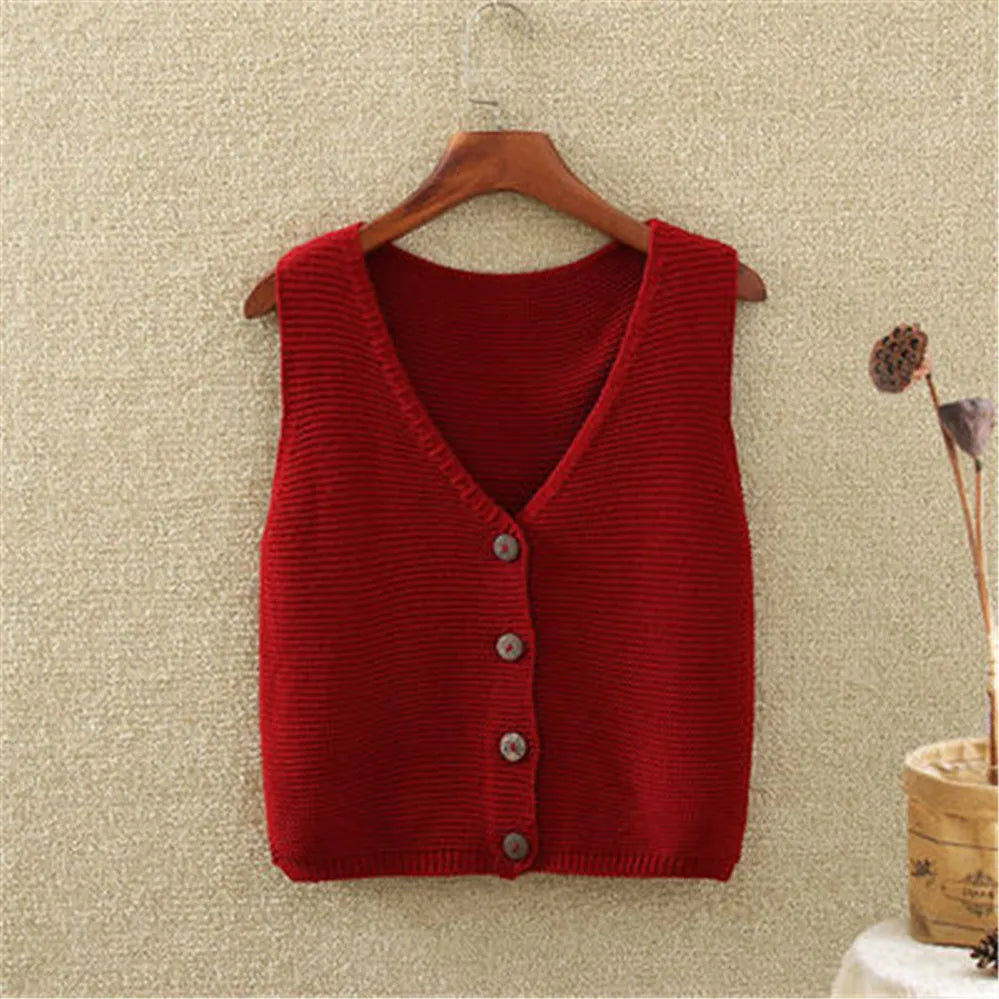 Women's Knit Button Vest