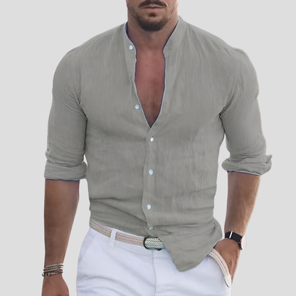 Men's Slim Fit Mandarin Collar Dress Shirt