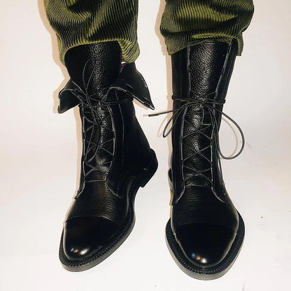 Women's Lace-Up Low Heel Boots