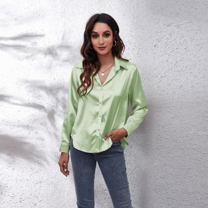 Comfortable Women's Relaxed Fit Satin Blouses