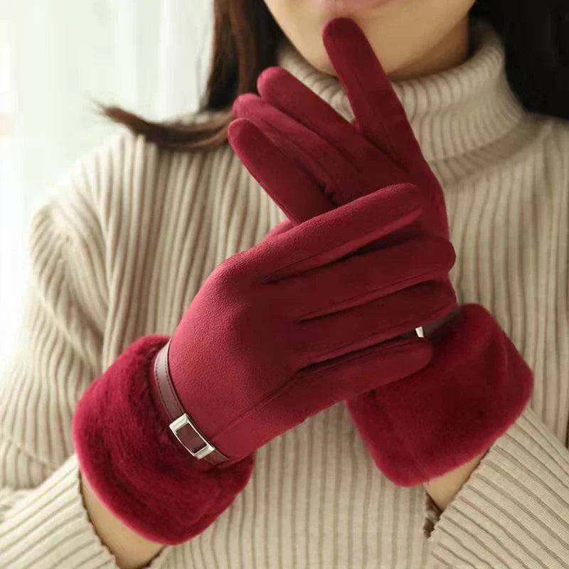 Selvano Women's Faux Suede Plush Gloves