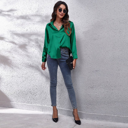 Comfortable Women's Relaxed Fit Satin Blouses