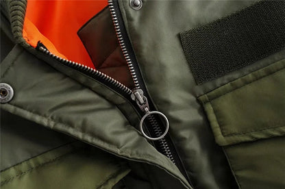 Women's Utility Bomber Jacket Cotton Patch Pockets Zip Sleeves
