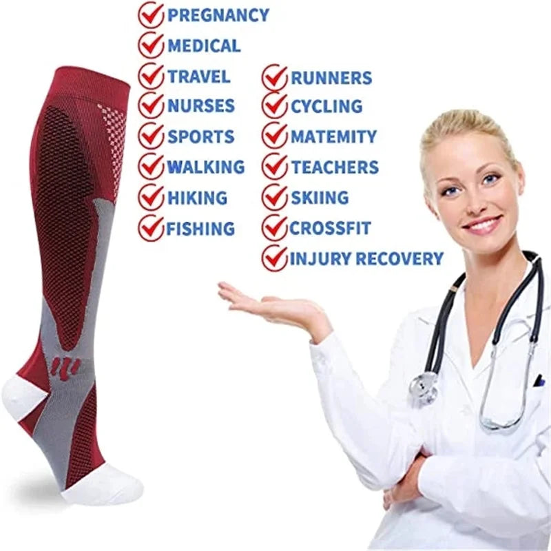 Knee High Compression Socks Support Varicose Veins Relief