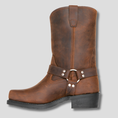Women's Vintage Cowboy Boots Durable Leather Brown