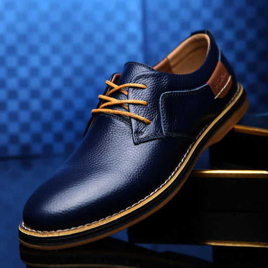Men's Oxford Shoes Leather Lace-Up Brown - VibreMode